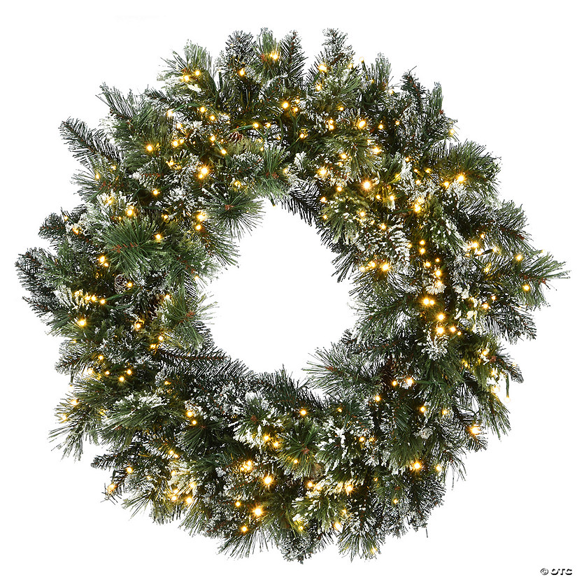 National Tree Company 30" Glittery Bristle Pine Wreath with Dual Color&#174; LED Cosmic Lights&#174; Image
