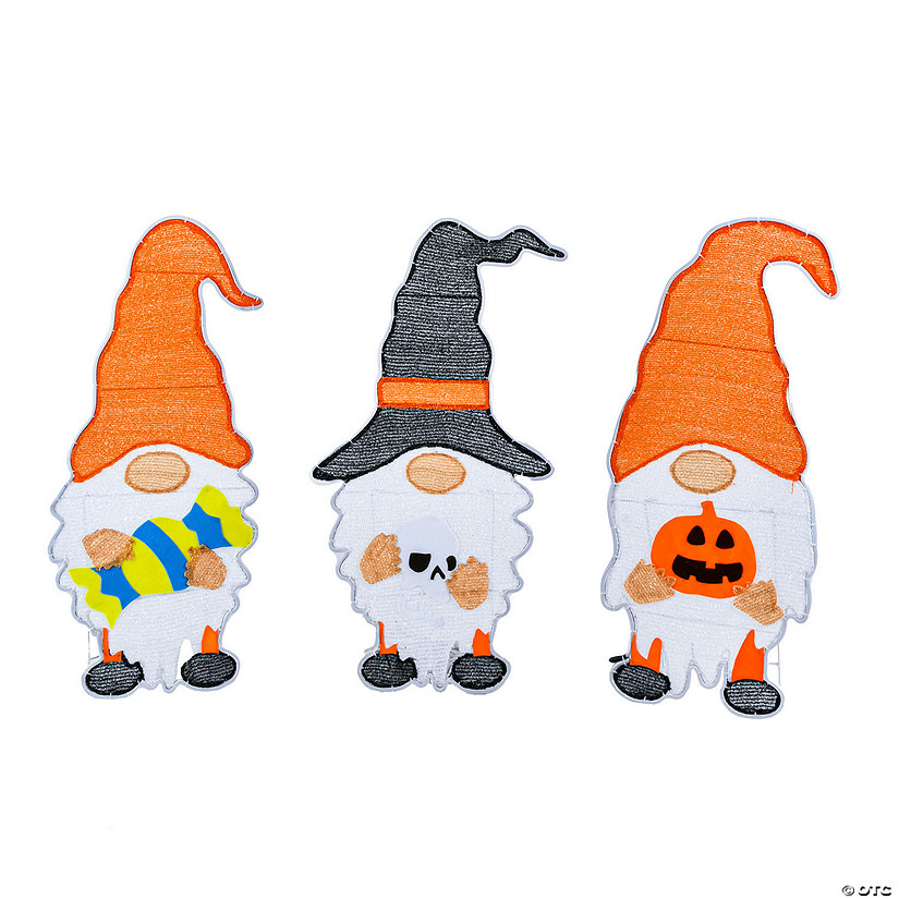 National Tree Company 30 in. Halloween Gnome Trio with LED Light Strips Image
