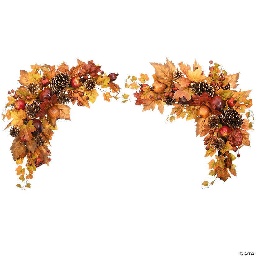 National Tree Company 30 in. Harvest Maple Leaves Corner Swags Image