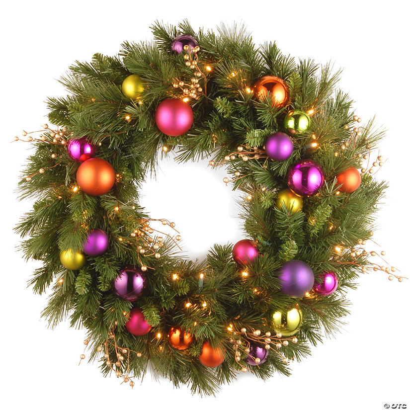 National Tree Company 30" Kaleidoscope Wreath with Battery Operated Warm White LED Lights Image