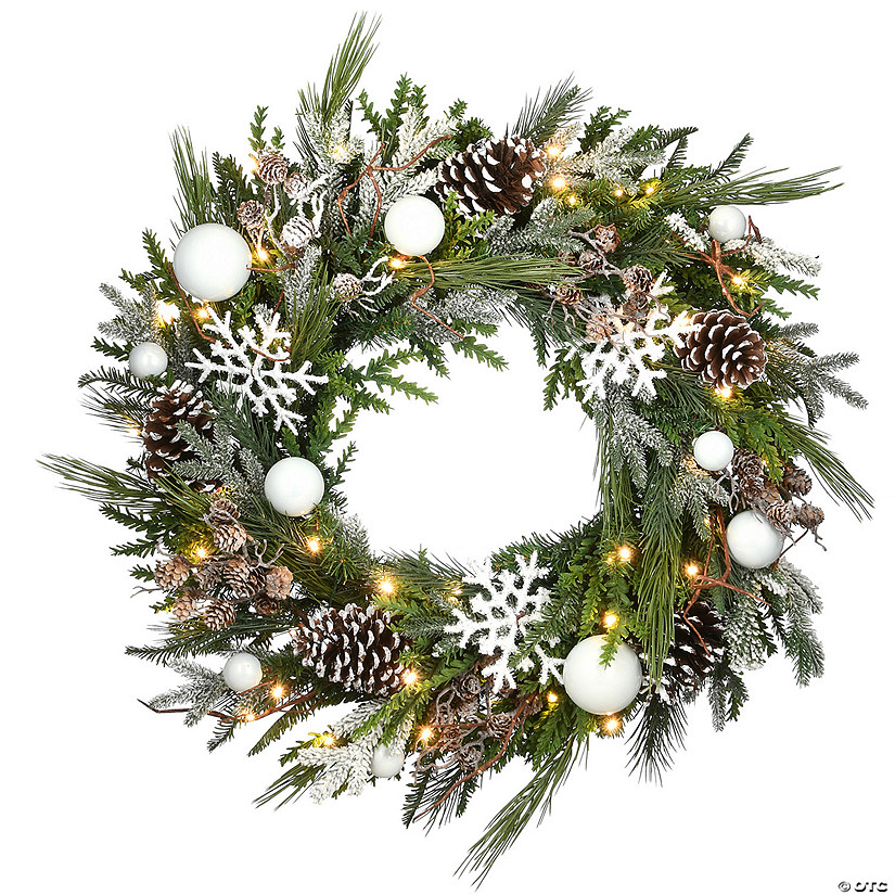 National Tree Company 30" Pre-Lit Alpine Collection Decorated Wreath Image