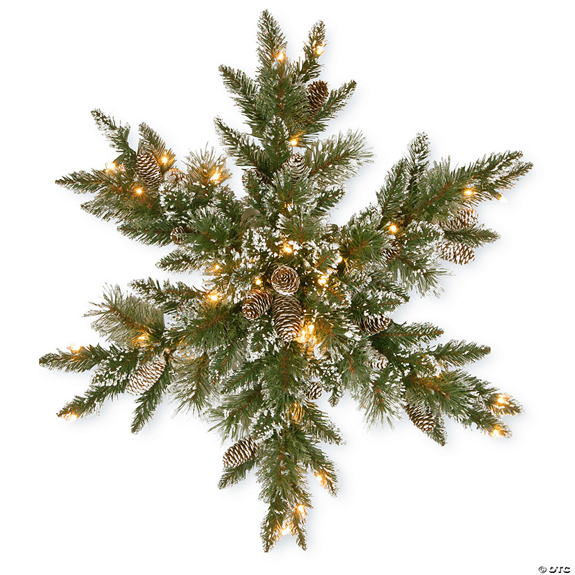 National Tree Company 32 in. Glittery Bristle Pine Snowflake with Battery Operated Warm White LED Lights Image