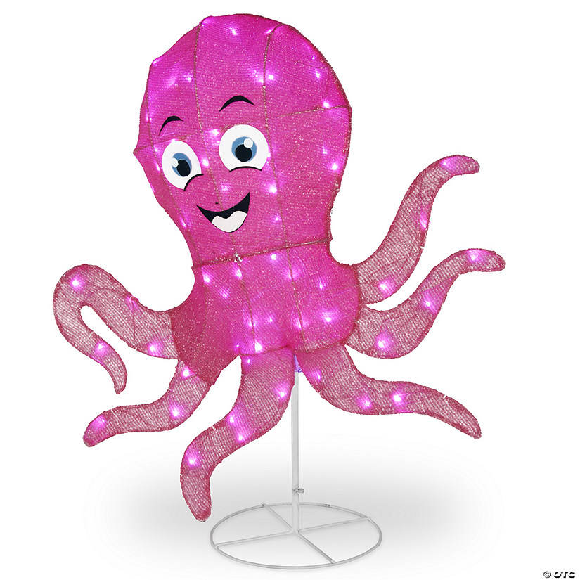National Tree Company 36" Pink Octopus with 70 Warm White LED Lights-UL-Indoor/Outdoor Image