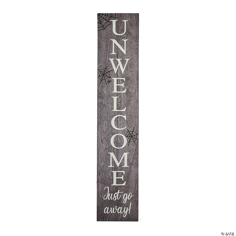 National Tree Company 39 in. Halloween "Unwelcome Porch Sign with Spider Webs Image