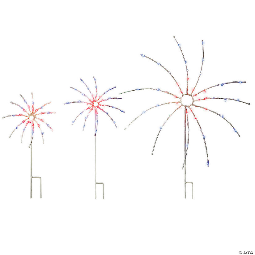 National tree company 3pc patriotic prelit fireworks decoration Image