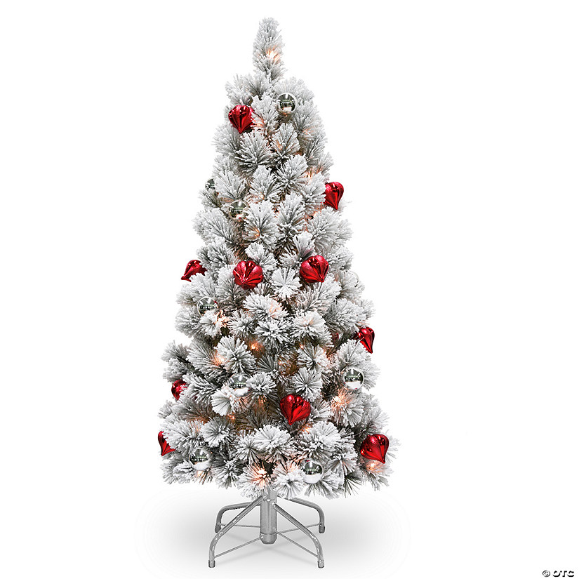 National Tree Company 4.5 ft. Snowy Bristle Pine Tree with Clear Lights Image