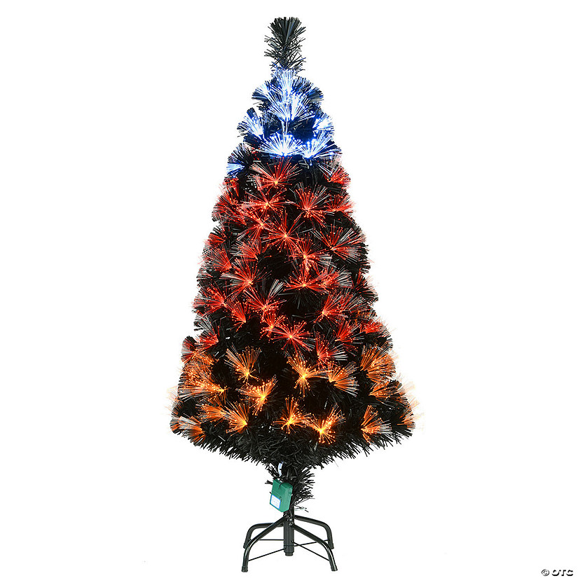 National Tree Company 4 ft. Black Fiber Optic Tree with Candy Corn Color Lights Image