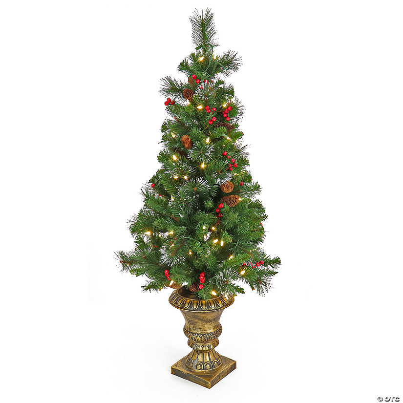 National Tree Company 4 ft. Crestwood Spruce Entrance Tree with Warm White LED Lights Image