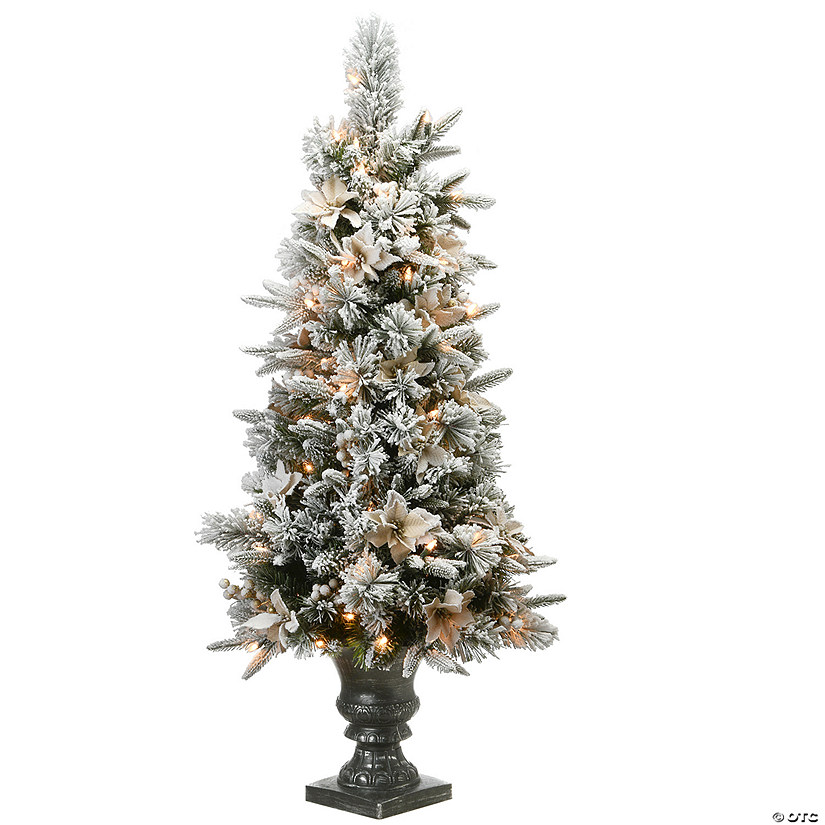National Tree Company 4 ft. Frosted Colonial Fir Entrance Tree with Clear Lights Image
