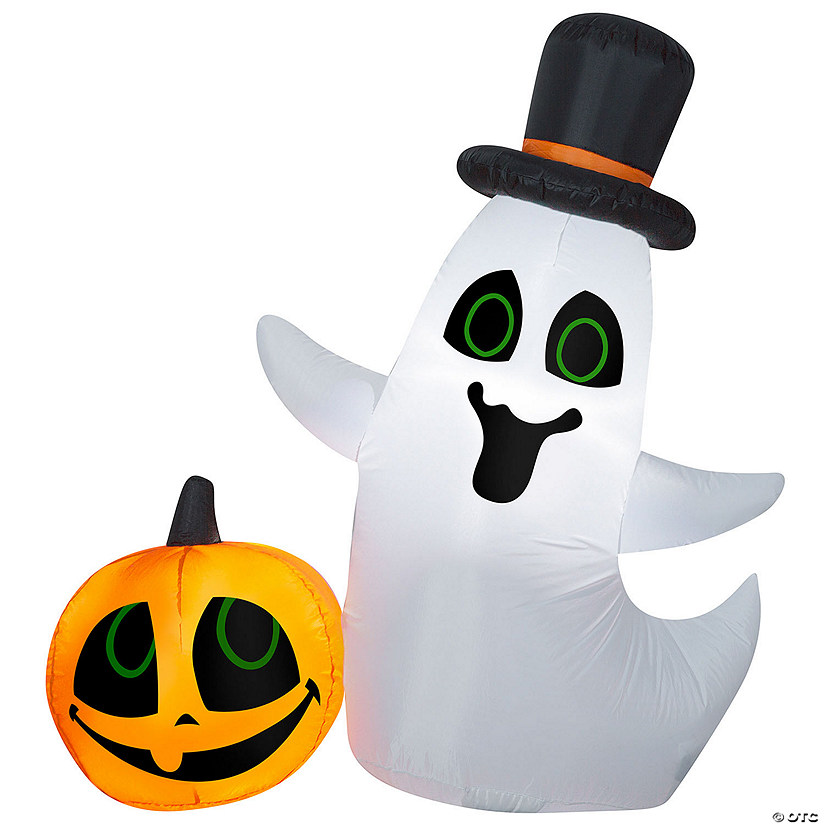 National Tree Company 4 ft. Inflatable Ghost and Pumpkin Image