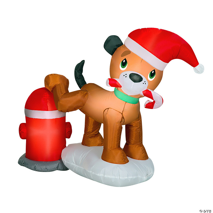 National Tree Company 4 ft. Inflatable Puppy Dog and Fire Hydrant Image