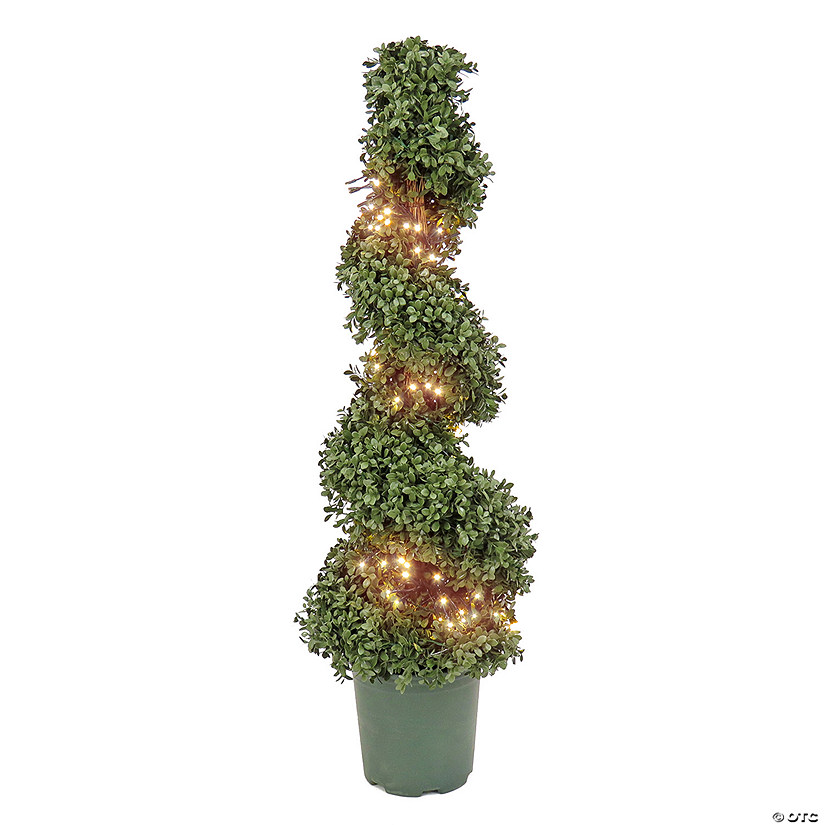 National Tree Company 44" Pre-Lit Artificial Boxwood Spiral Topiary Image