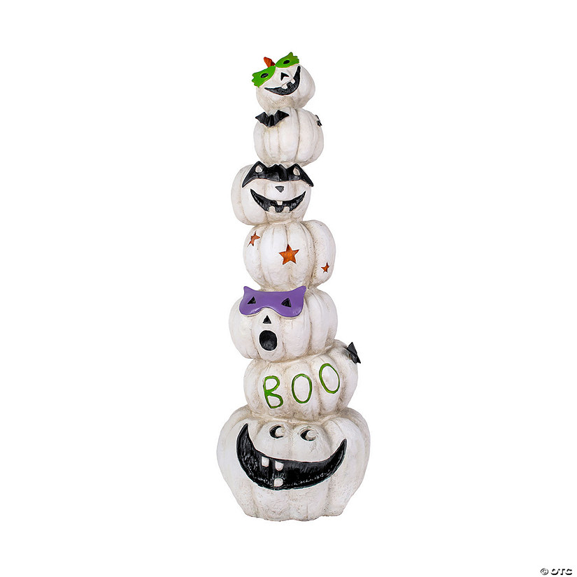 National Tree Company 47 in. Stacked White Halloween Jack-O-Lanterns Image