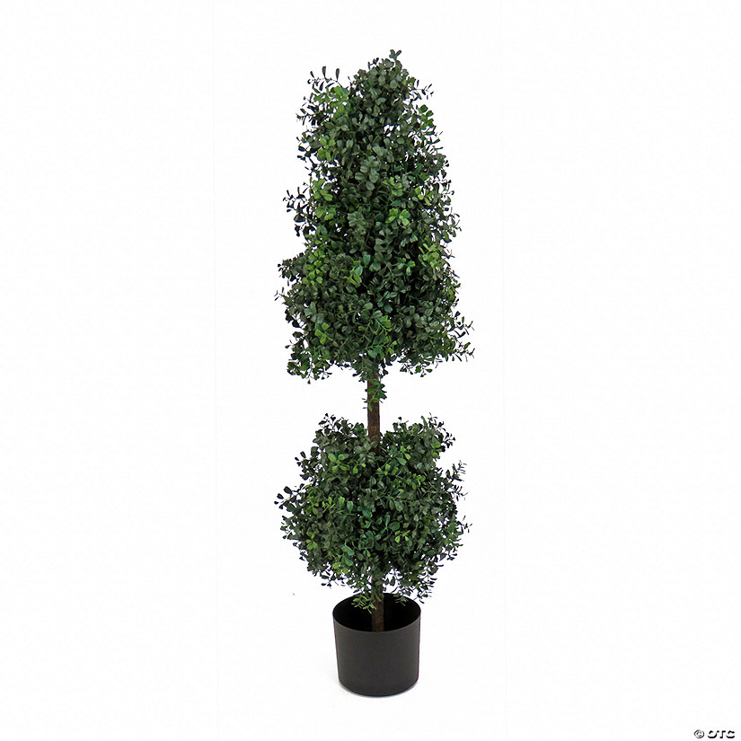 National Tree Company 48" Boxwood Cone and Ball Topiary in Black Plastic Nursery Pot Image