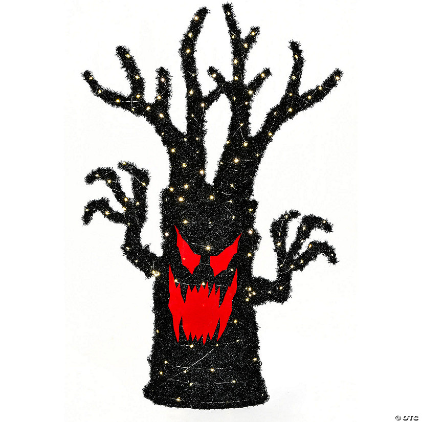 National Tree Company 48 in. Pre-Lit Frightening Face Halloween Tree Image