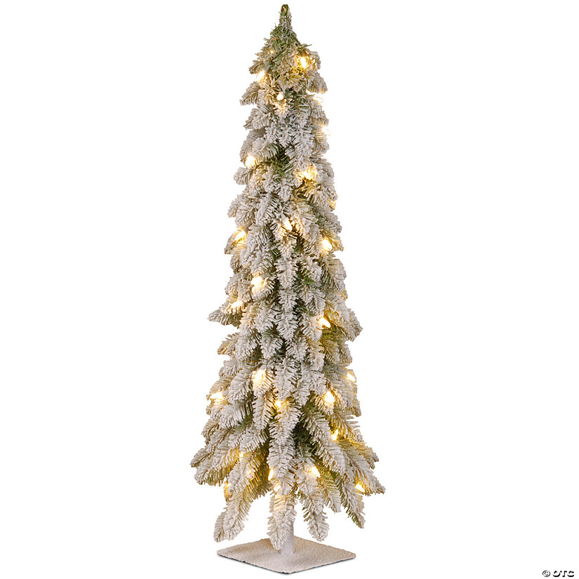 National Tree Company 48 in. Snowy Downswept Forestree with Clear Lights Image