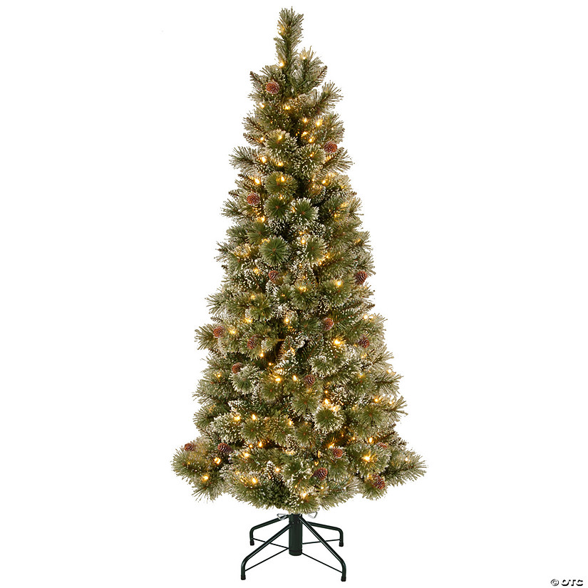 National Tree Company 5 ft. PowerConnect&#8482; Glittering Pine Pencil Slim Tree with Clear Lights Image