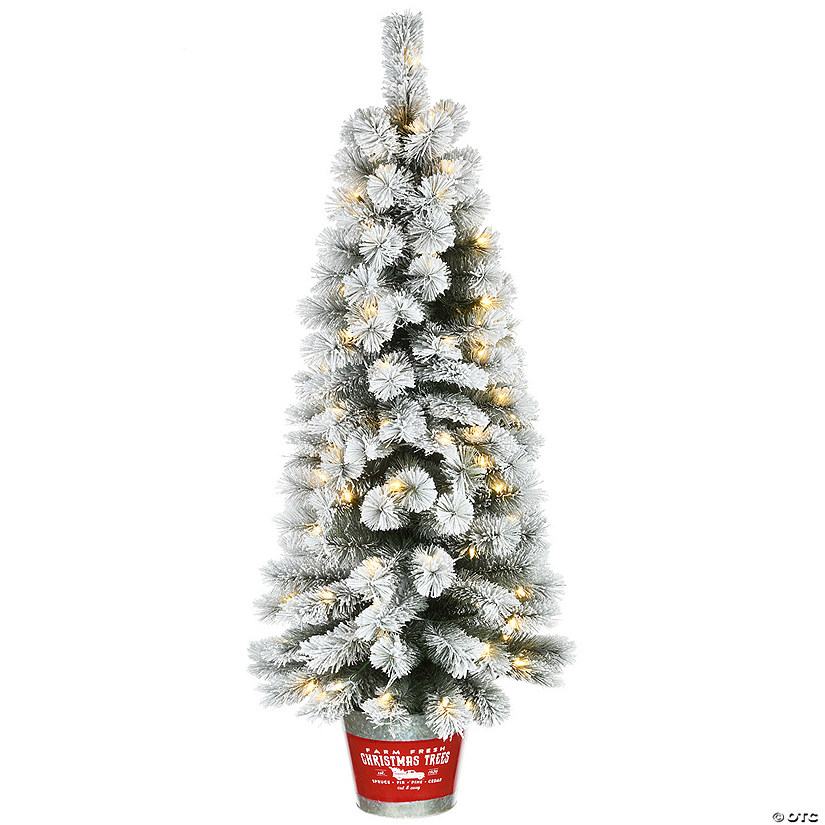 National Tree Company 5 ft. Snowy Pogue Pine Entrance Tree with LED Lights Image