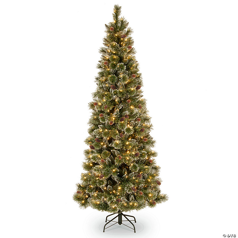National Tree Company 6.5 ft. Glittery Bristle&#174; Slim Pine Tree with Clear Lights Image
