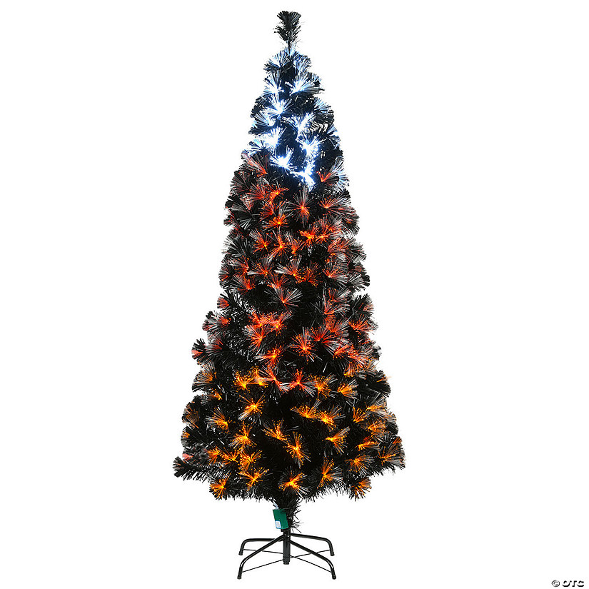 National Tree Company 6 ft. Black Fiber Optic Tree with Candy Corn Color Lights Image