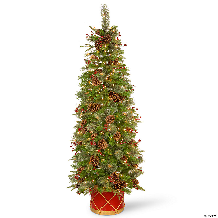 National Tree Company 6 ft. Colonial Slim Half Tree with Clear Lights Image