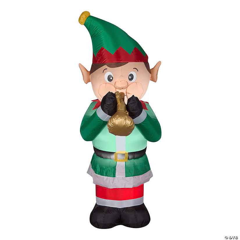 National Tree Company 6 ft. Inflatable Trumpet Playing Elf Image