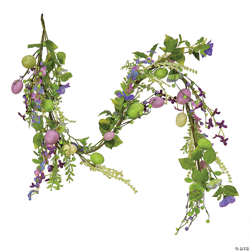 National tree company 60" flowering purple eggs easter garland Image