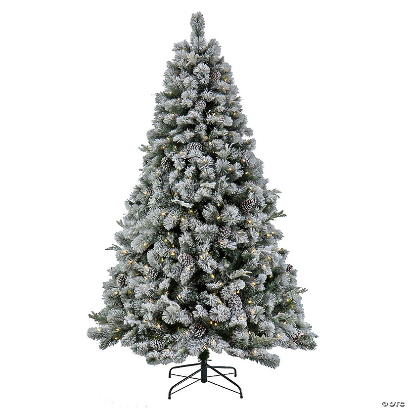 National Tree Company 7.5 ft. Pre-Lit Snowy Silver Hill Pine Tree with LED Lights Image