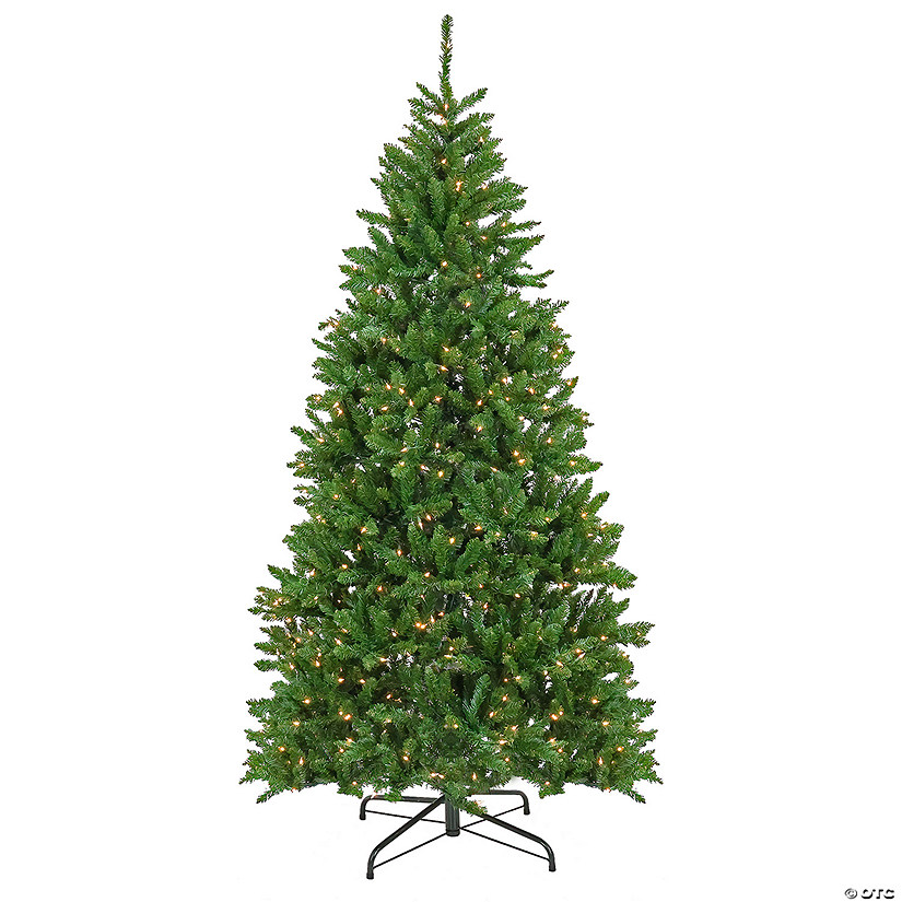 National Tree Company 7.5 ft Pre-lit Artificial Chesterfield Spruce Hinged Tree, 600 Clear Lights- UL Image