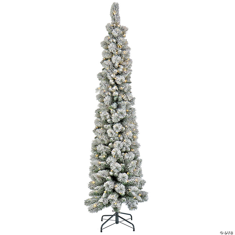 National Tree Company 7 ft. Pre-Lit Snowy Methow Pencil Slim Tree with LED Lights Image