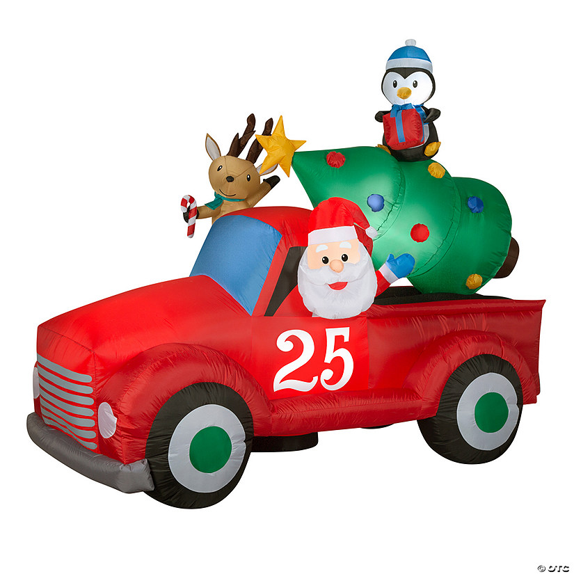 National Tree Company 8 ft. Inflatable Santa in Vintage Pickup Truck Image