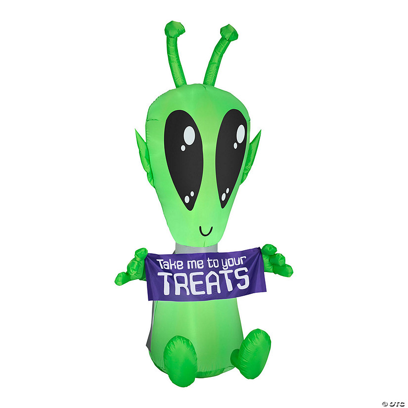 National Tree Company 84 in. Inflatable Halloween Alien with Sign Image