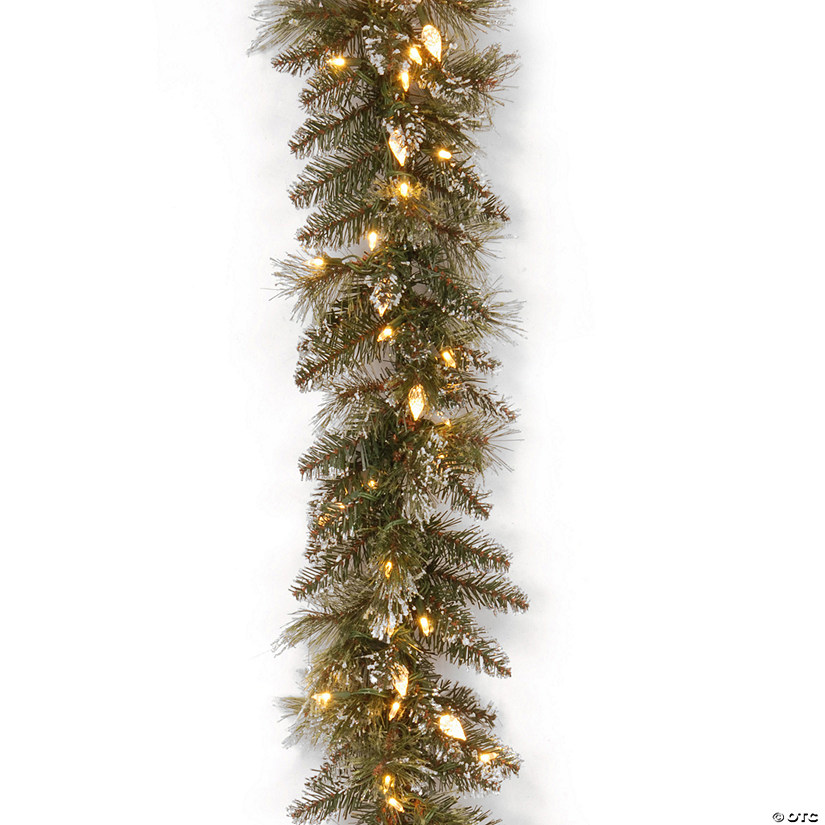 National Tree Company 9 ft. Glittery Bristle&#174; Pine Garland with Warm White LED Lights Image