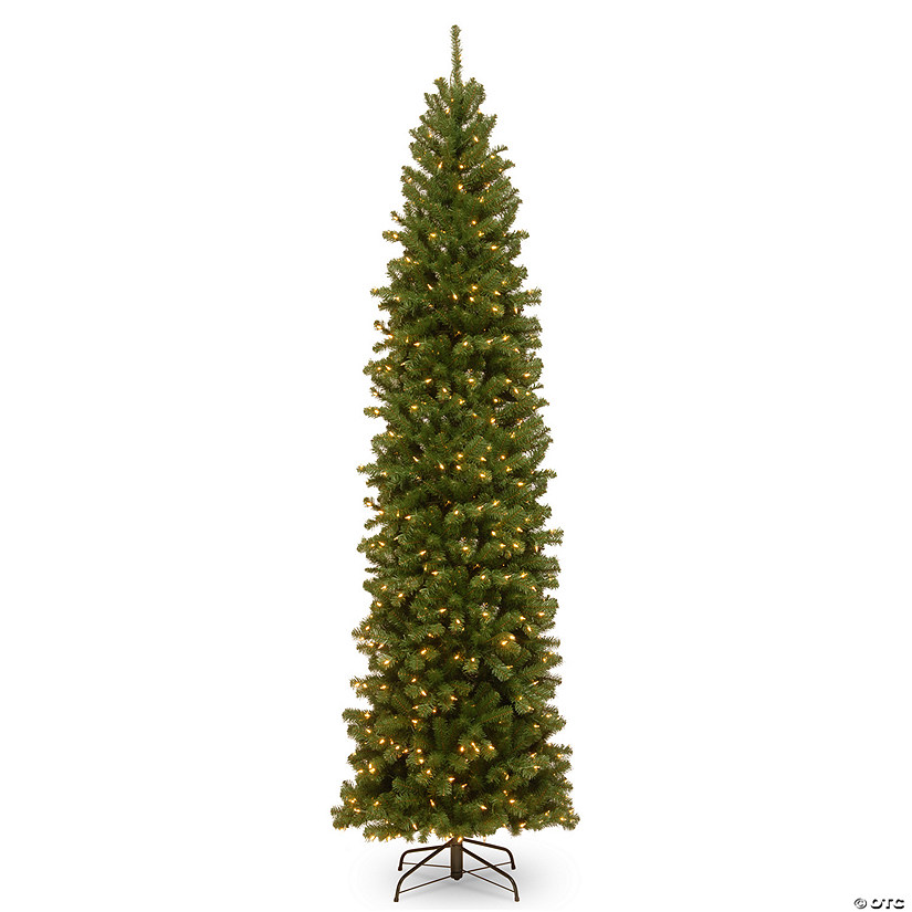 National Tree Company 9 ft. North Valley&#174; Spruce Pencil Slim Tree with Clear Lights Image