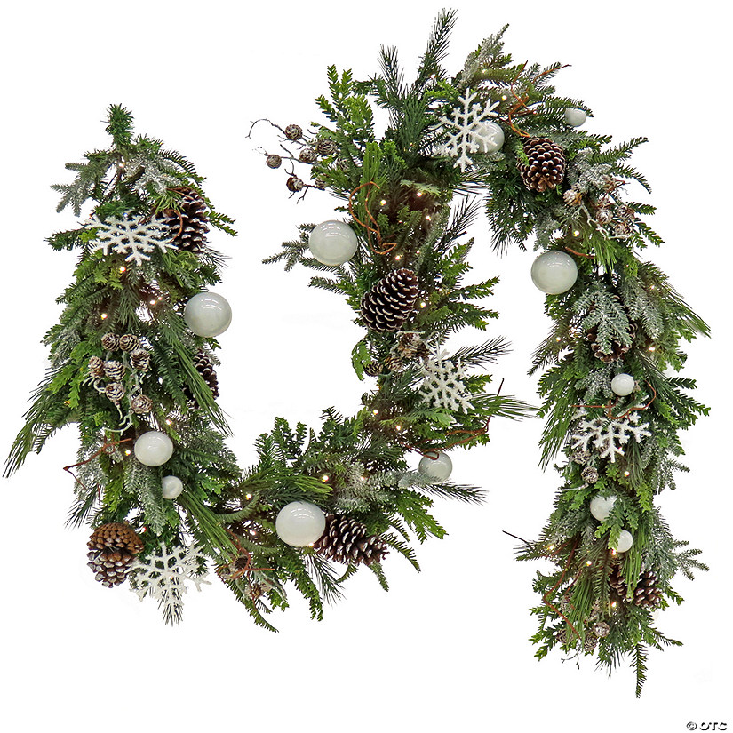 National Tree Company 9 ft. Pre-Lit Alpine Collection Decorated Garland Image