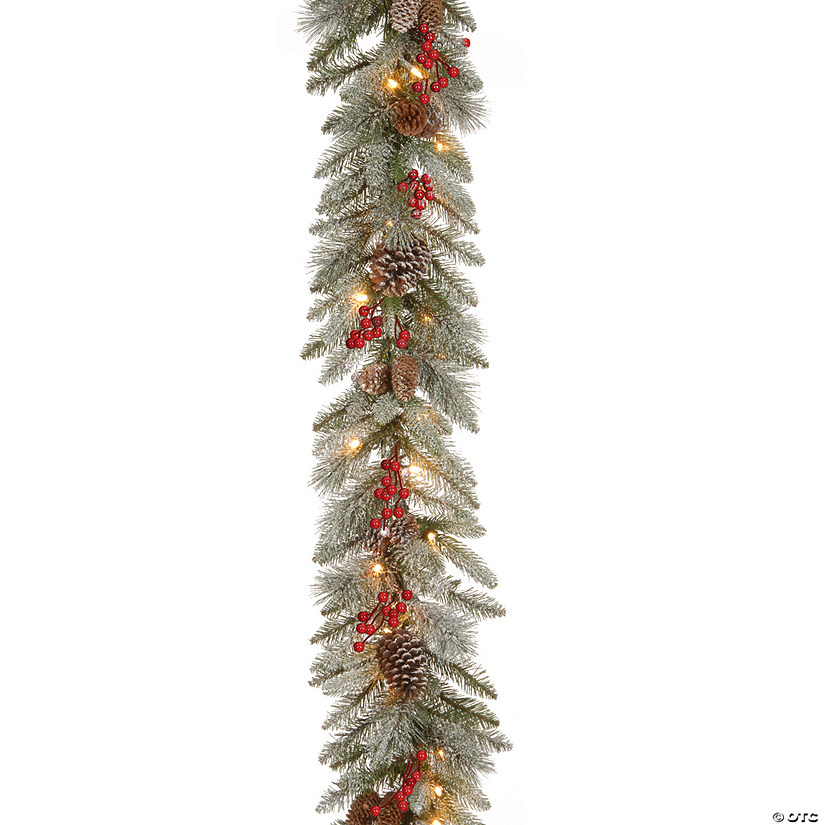 National Tree Company 9 ft. Snowy Bristle Berry Garland with Clear Lights Image