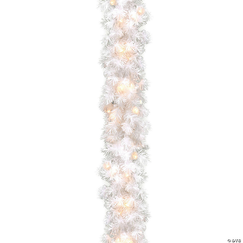 National Tree Company 9 ft. Wispy Willow White Garland with Clear Lights Image