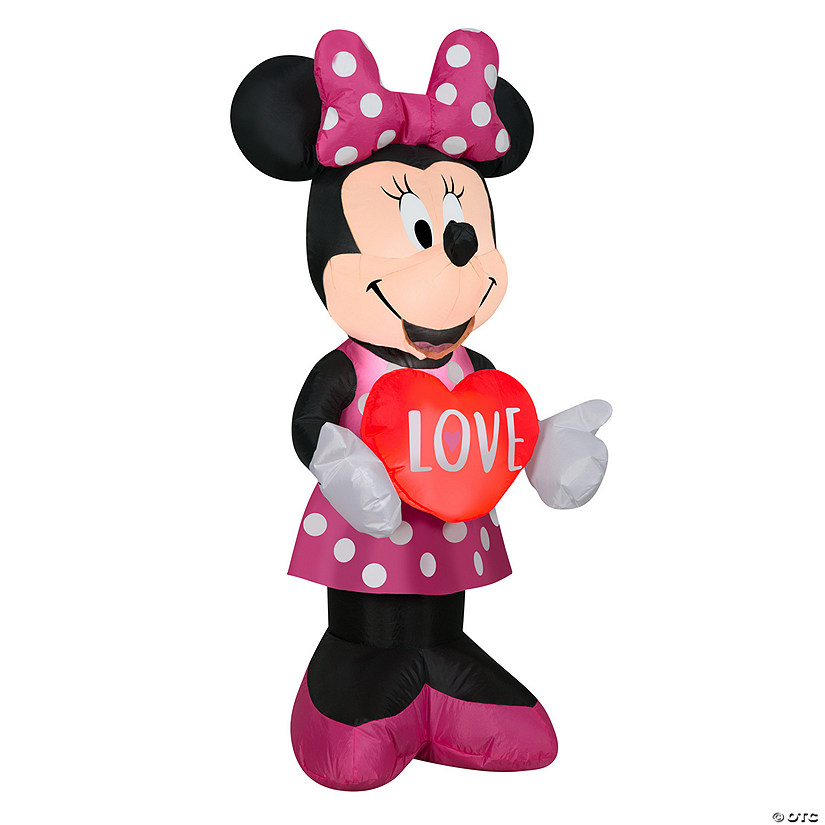 National Tree Company Airblown 42" Minnie Mouse with Valentine's Heart- SM- Disney- 2 White LED Light- UL Image