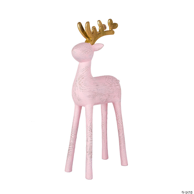 National Tree Company First Traditions&#8482; 12" Woodgrain Reindeer Decor, Pink Image