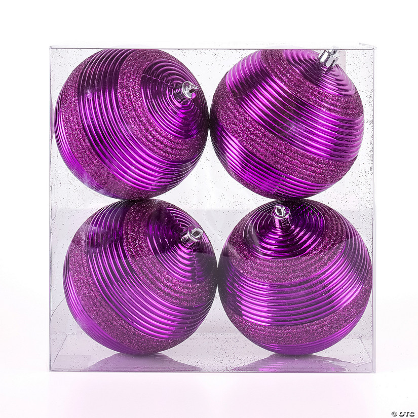 National Tree Company First Traditions&#8482; 4 Piece Shatterproof Swirling Purple Ornaments Image
