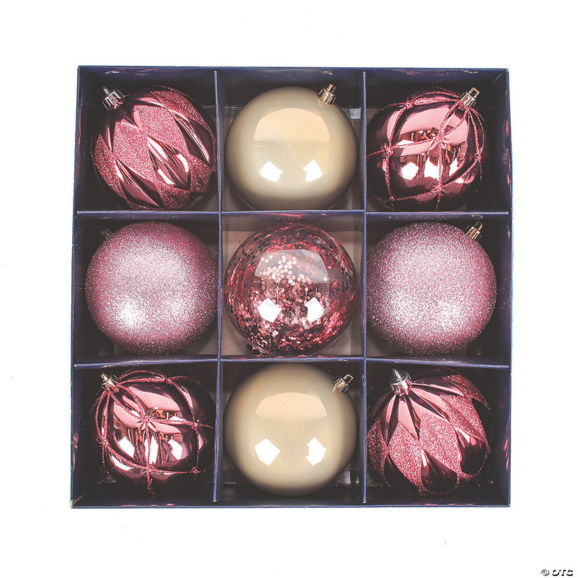 National Tree Company, First Traditions - 4" Pink Xmas Ball Decor Set-Set of 9 Image