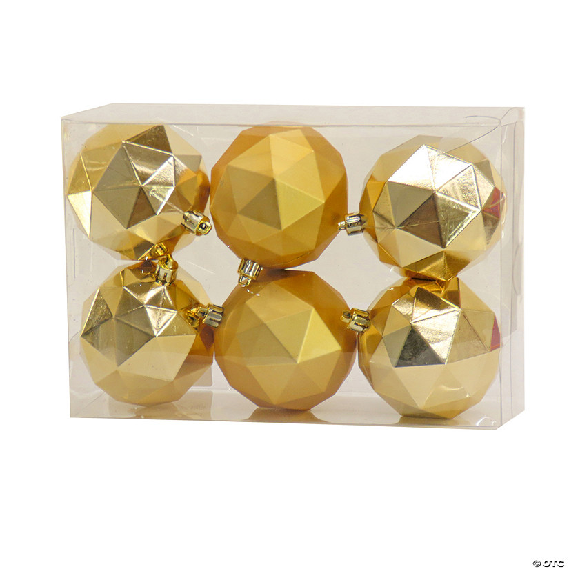 National Tree Company First Traditions&#8482; 6 Piece Shatterproof Geometric Gold Ornaments Image