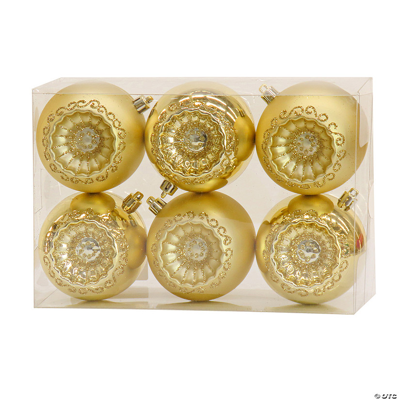 National Tree Company First Traditions&#8482; 6 Piece Shatterproof Glittering Gold Ornaments Image