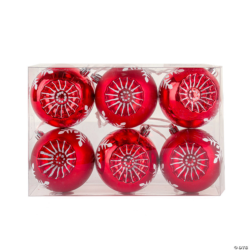National Tree Company First Traditions 6 Piece Shatterproof Snowflake Red Ornaments Image