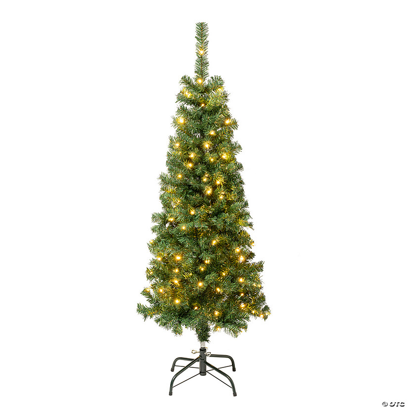 National Tree Company, First Traditions&#8482; Collection, 4.5 ft. Pre-lit Artificial Linden Spruce Wrapped Tree, 150 Warm White LED Lights- UL Image