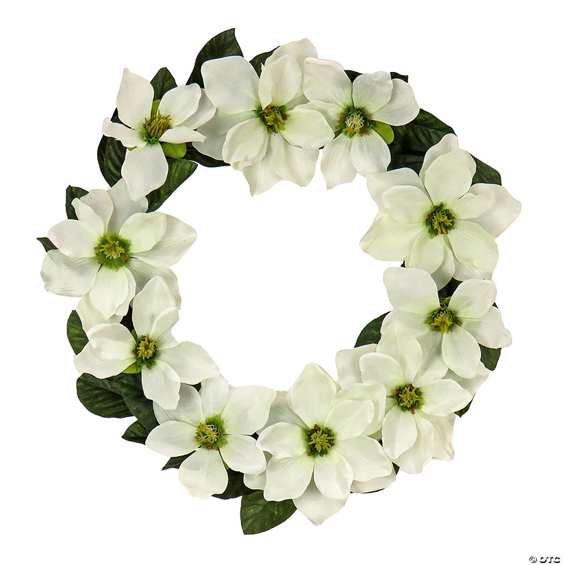 National Tree Company Garden Accents 24" Magnolia Wreath - Cream Image