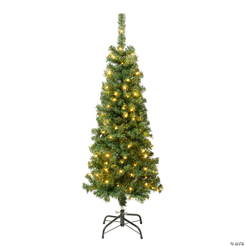 National Tree Company Linden Spruce Wrapped Tree with 150 Warm White LED Lights, 4.5 ft. Image