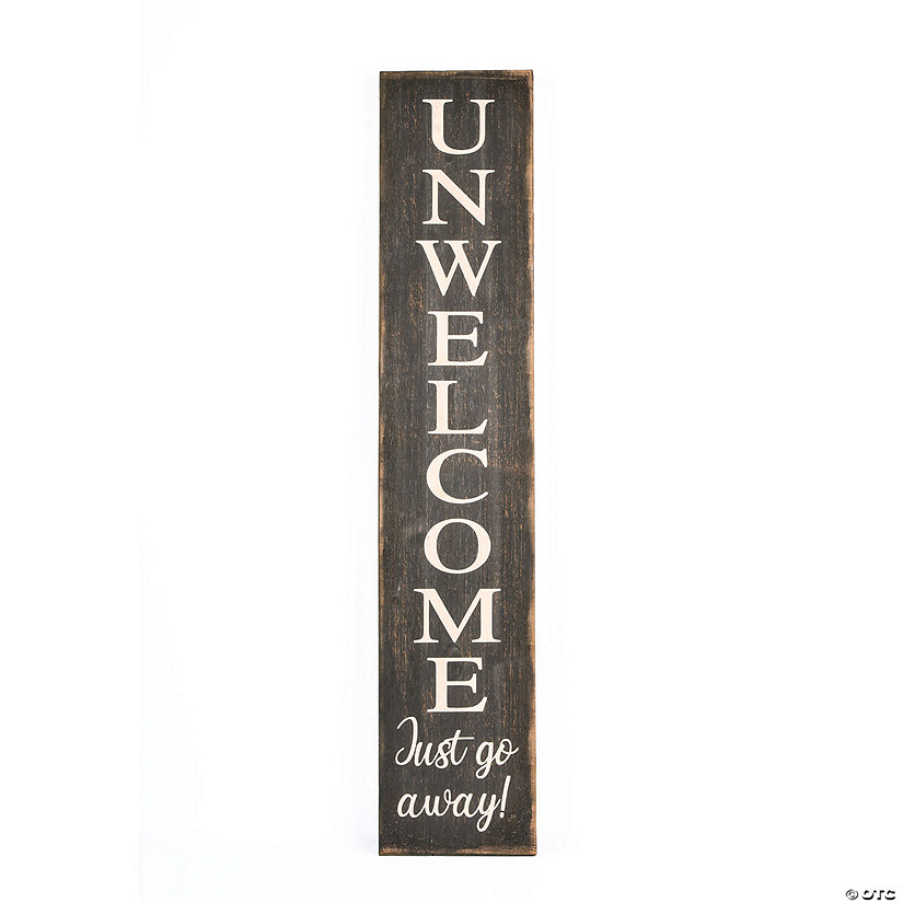 National Tree Company "Unwelcome" Porch Sign, 39 in, Gray Image