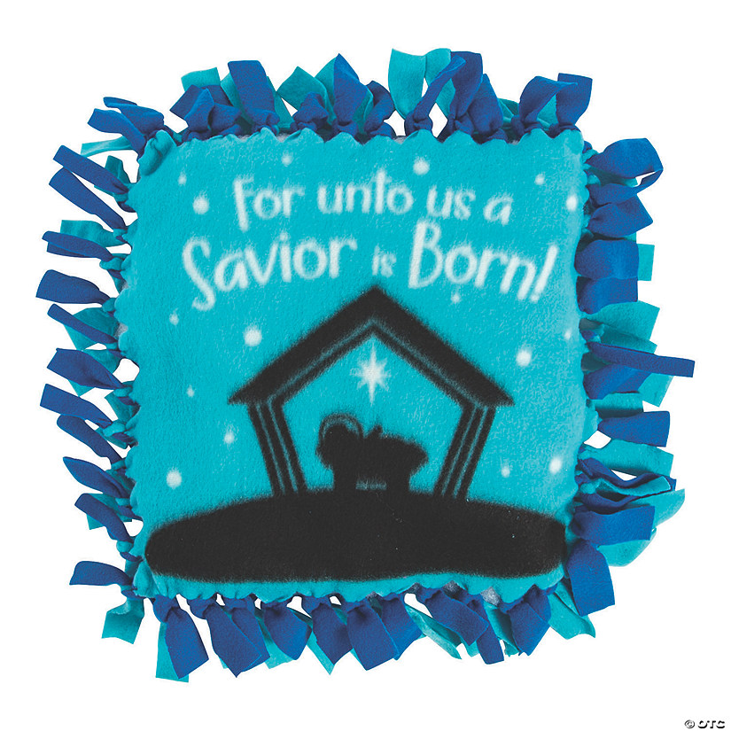 Nativity Silhouette Blue Fleece Tied Pillow Craft Kit - Makes 6 Image