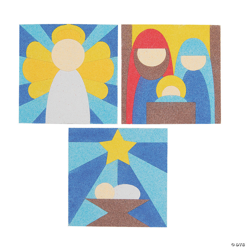 Nativity Stained Glass Sand Art Pictures - 12 Pc. Image